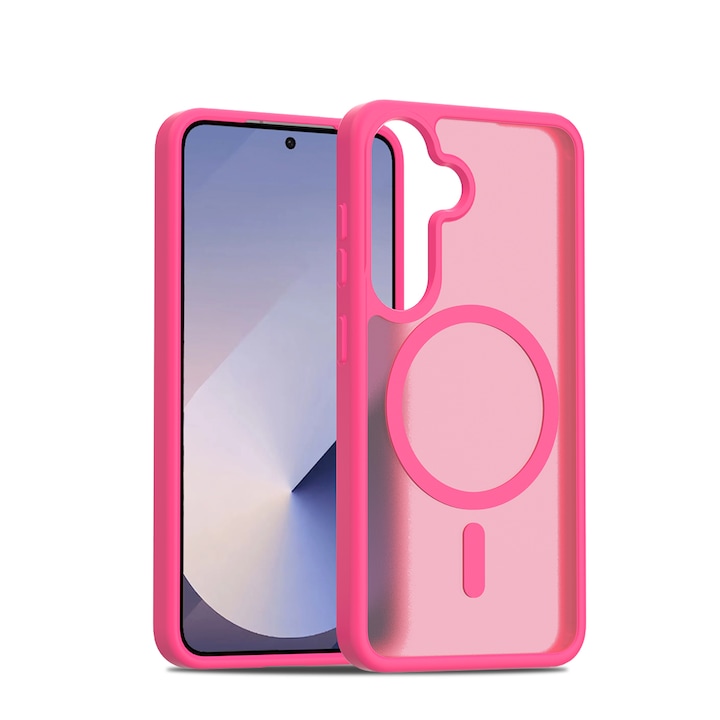 Husă de protecție pentru Samsung Galaxy S25, MagSafe, roz închis, material TPU+PC, antișoc