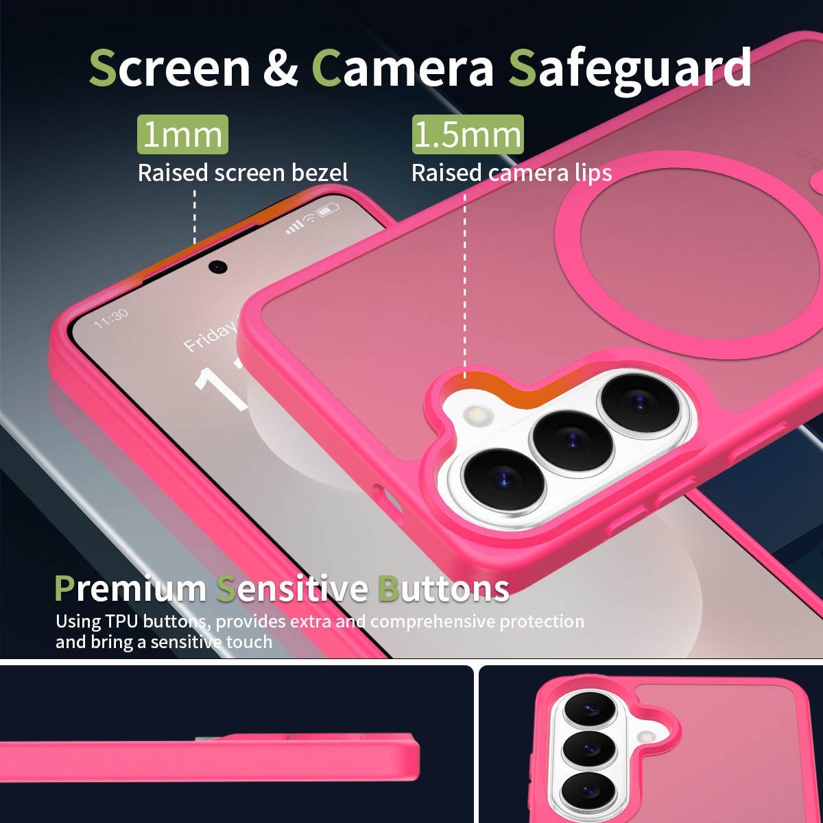 Husă de protecție pentru Samsung Galaxy S25, MagSafe, roz închis, material TPU+PC, antișoc