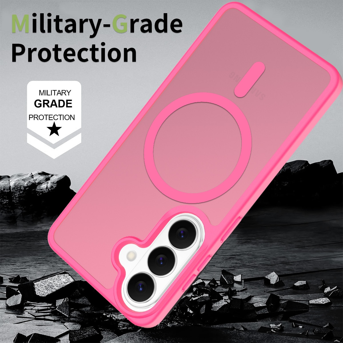 Husă de protecție pentru Samsung Galaxy S25, MagSafe, roz închis, material TPU+PC, antișoc