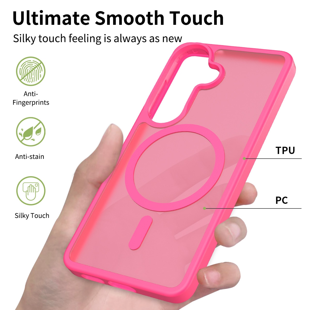 Husă de protecție pentru Samsung Galaxy S25, MagSafe, roz închis, material TPU+PC, antișoc