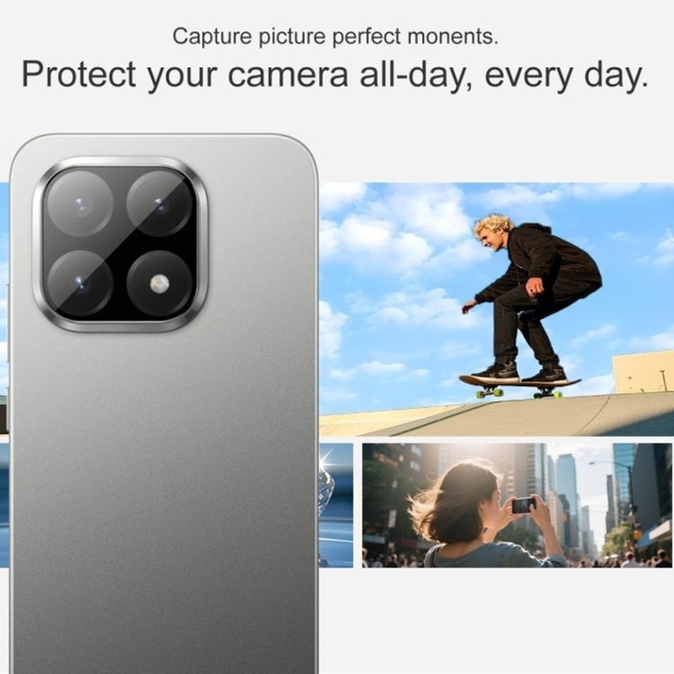 Folie camera pentru Xiaomi 15T, SKYDDAR INNOVATION, Camera Glass Negru, set cu sticker