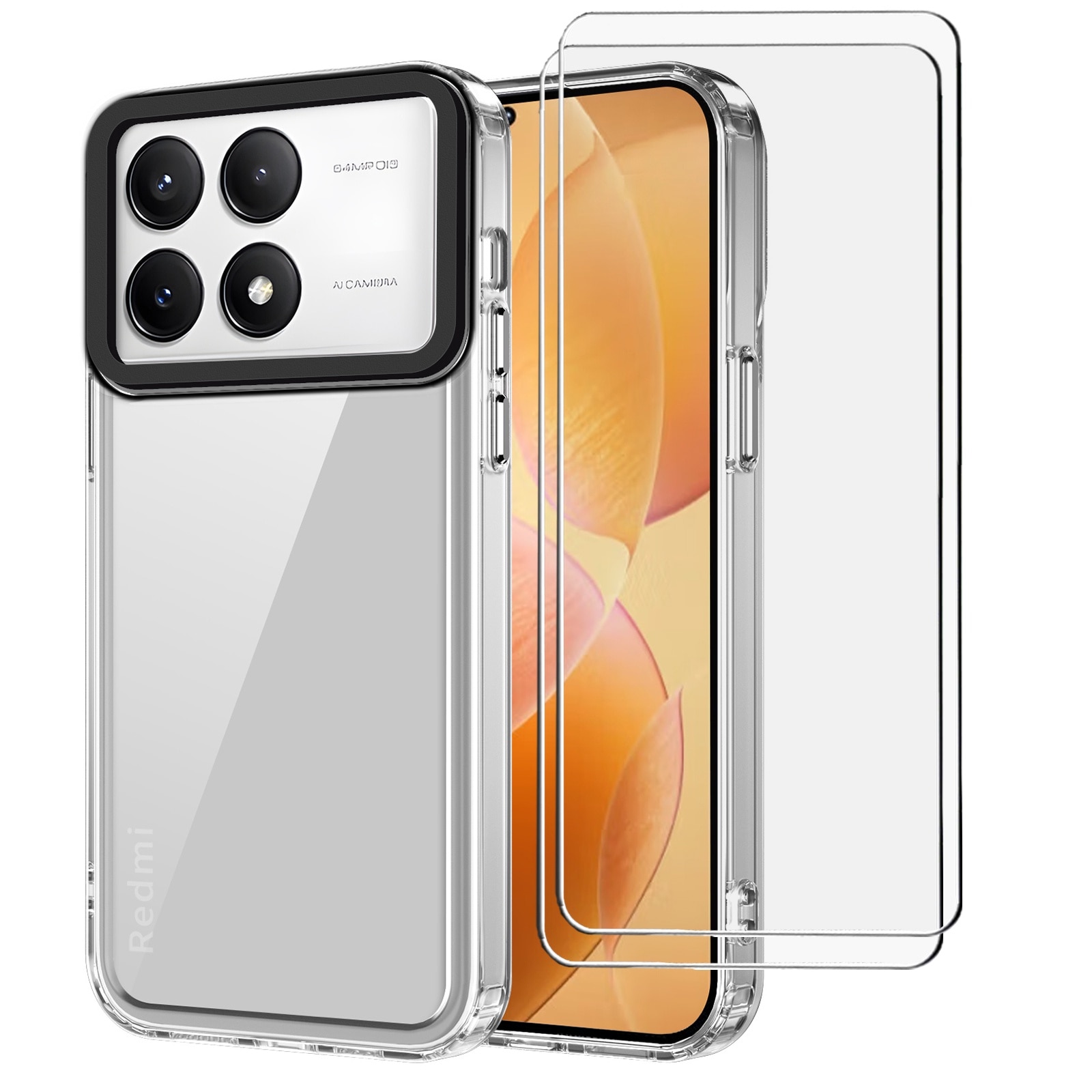 Husa pentru Xiaomi Redmi Note 13 Pro 5G/Poco X6, Husa telefon rezistenta la socuri si 2 folie securizata, transparenta