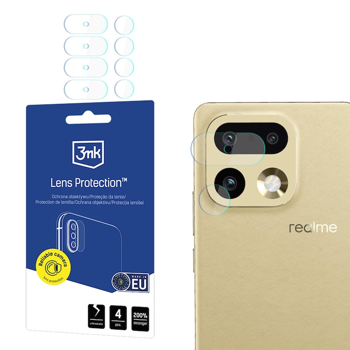 Folie protectie camera foto 3mk Lens Protection compatibila cu Realme 16 Pro 5G, Transparent