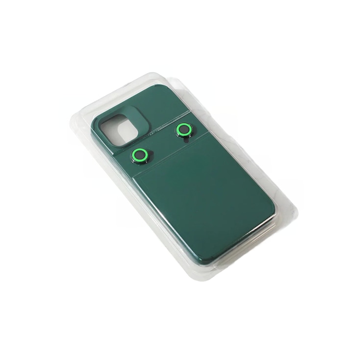 Husa pentru Apple iPhone 15 Pro, Flippy, din Silicon Lichid, Interior din Microfibra, Lentile Fosforescente de Protectie Camera, Anti Amprenta, Rezistenta la Socuri, Verde