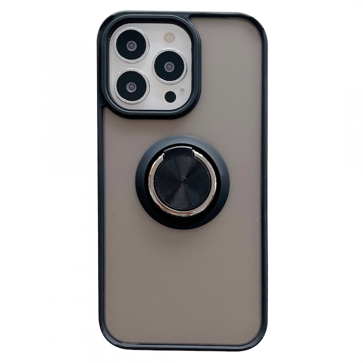 Husa de protectie Flippy compatibila cu Apple iPhone 13 Pro, Defender cu prindere inel, Negru