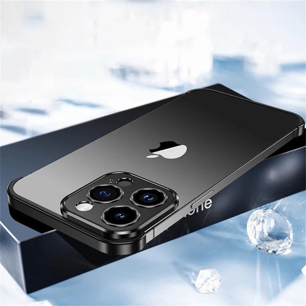 Husa Metalica Edgeless Compatibila cu iPhone 16 Pro, Flippy, Protectie pentru Colturi si Camera, Aliaj Aluminiu, Antisoc, Antizgariere, Negru