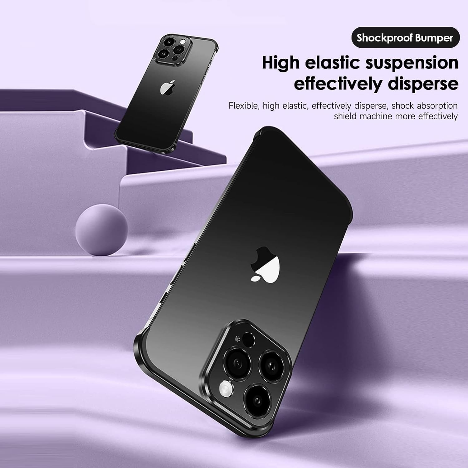 Husa Metalica Edgeless Compatibila cu iPhone 16 Pro, Flippy, Protectie pentru Colturi si Camera, Aliaj Aluminiu, Antisoc, Antizgariere, Negru