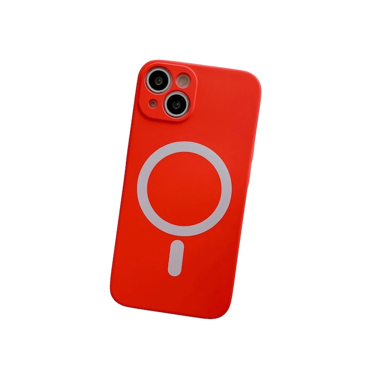 Husa MagSafe pentru Apple iPhone 12, Silicon, Protectie pentru camera, Magnetica, Incarcare Wireless, Flippy, Rosu