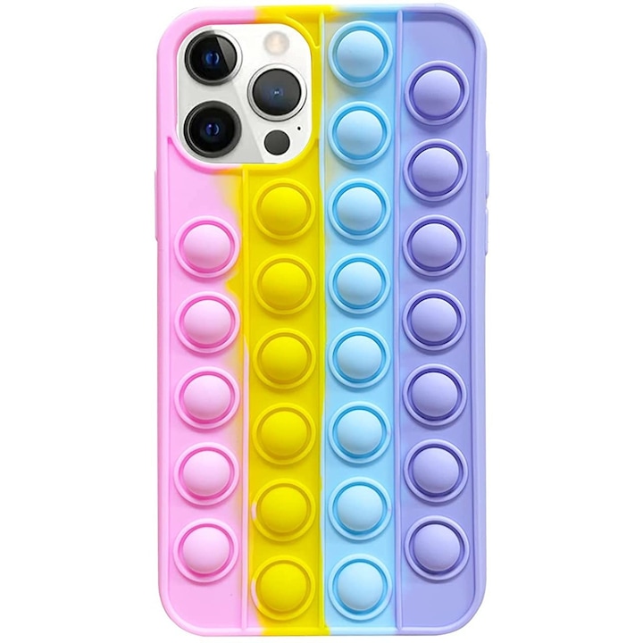 Husa de protectie Flippy Pop It compatibila cu Apple iPhone 13 Pro, Model 8, Multicolor