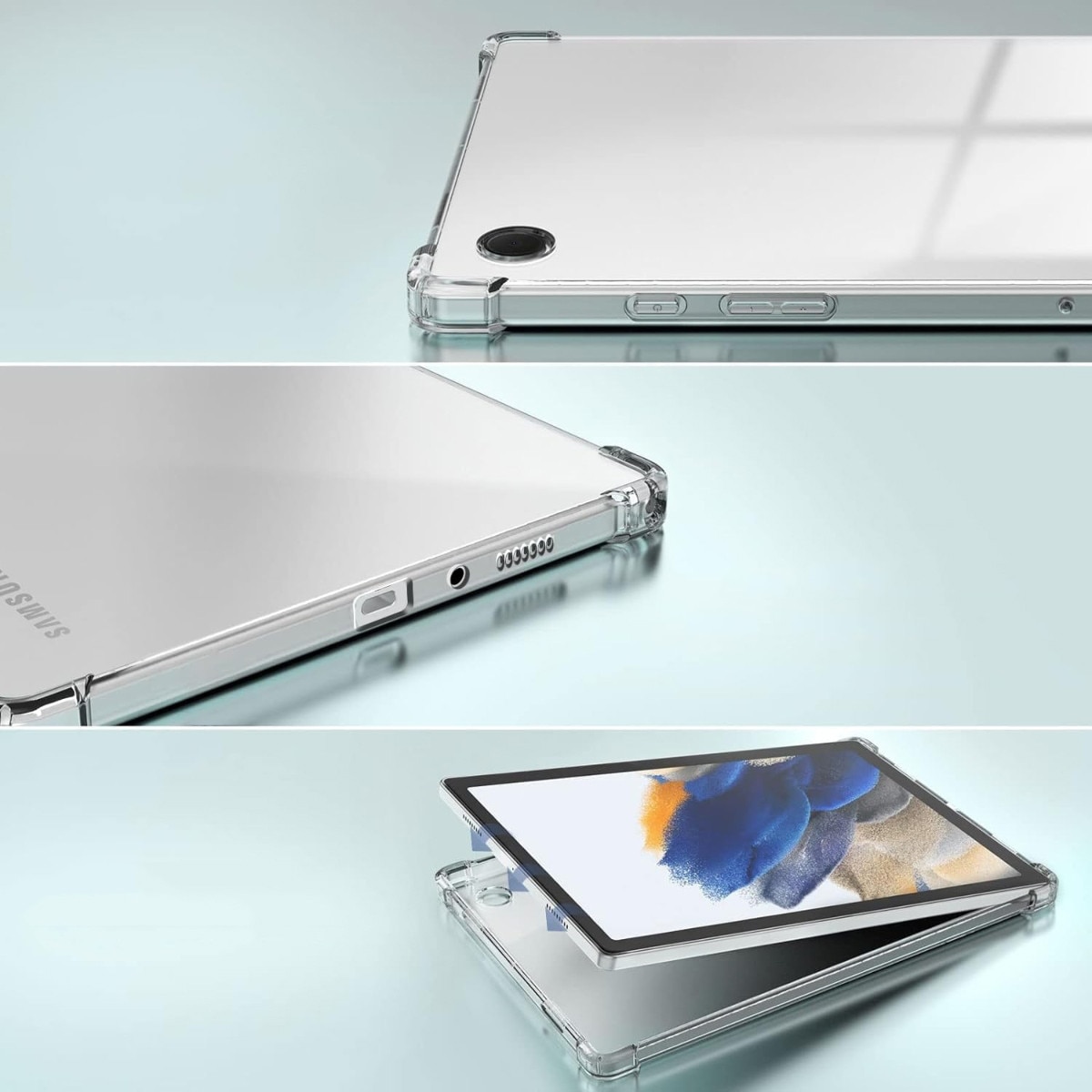 Husa pentru tableta, SUPERO, TPU clear, compatibila cu Samsung Galaxy Tab A9 8 "7" 2023 SM‑X110/SM‑X115, protectie la socuri, montaj usor, acces porturi complet, transparent