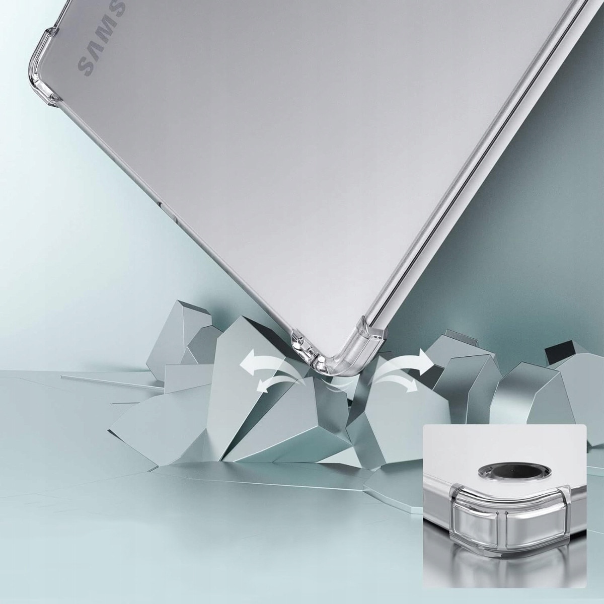 Husa pentru tableta, SUPERO, TPU clear, compatibila cu Samsung Galaxy Tab A9 8 "7" 2023 SM‑X110/SM‑X115, protectie la socuri, montaj usor, acces porturi complet, transparent