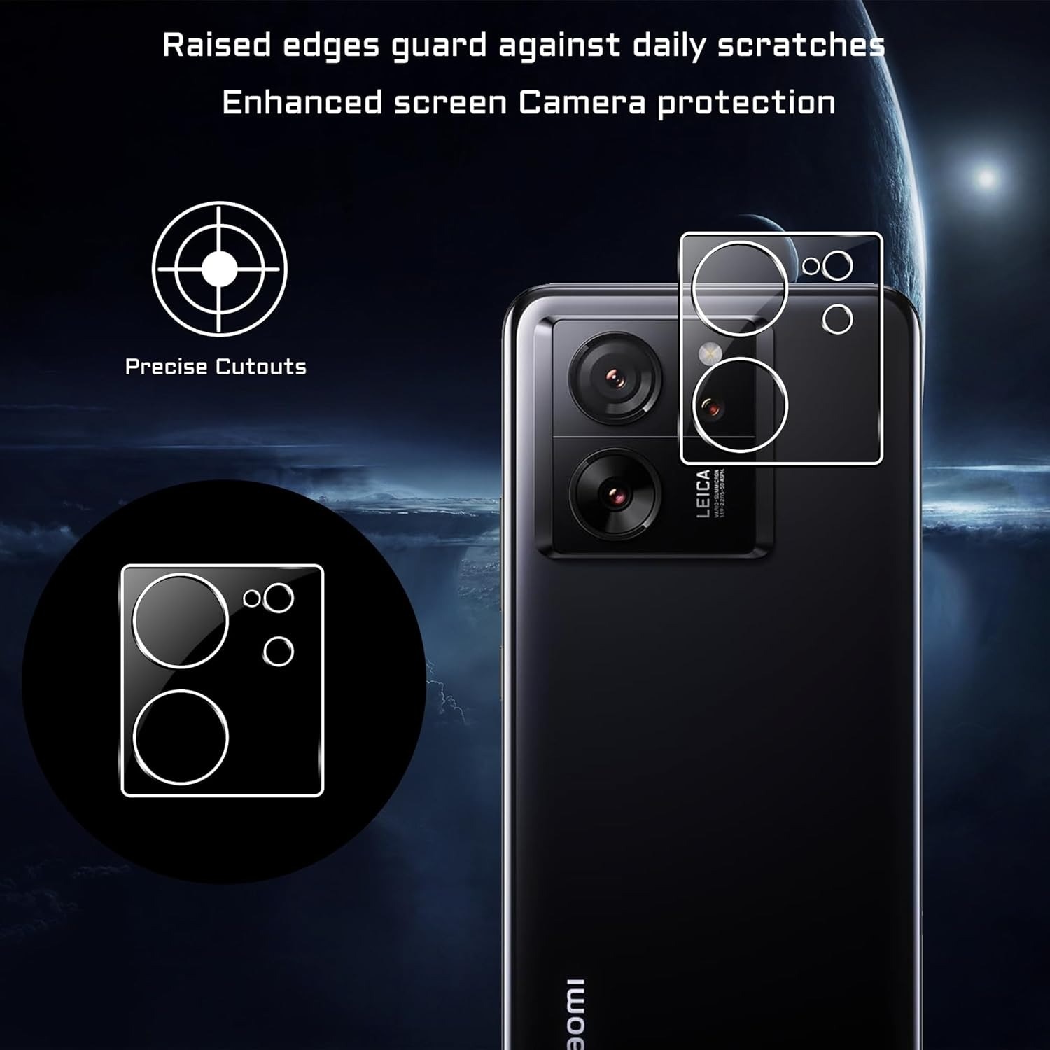 Protectie camera foto din sticla securizata, set 2 bucati, pentru Xiaomi 13T/13T Pro, transparent, 9H, anti-impact