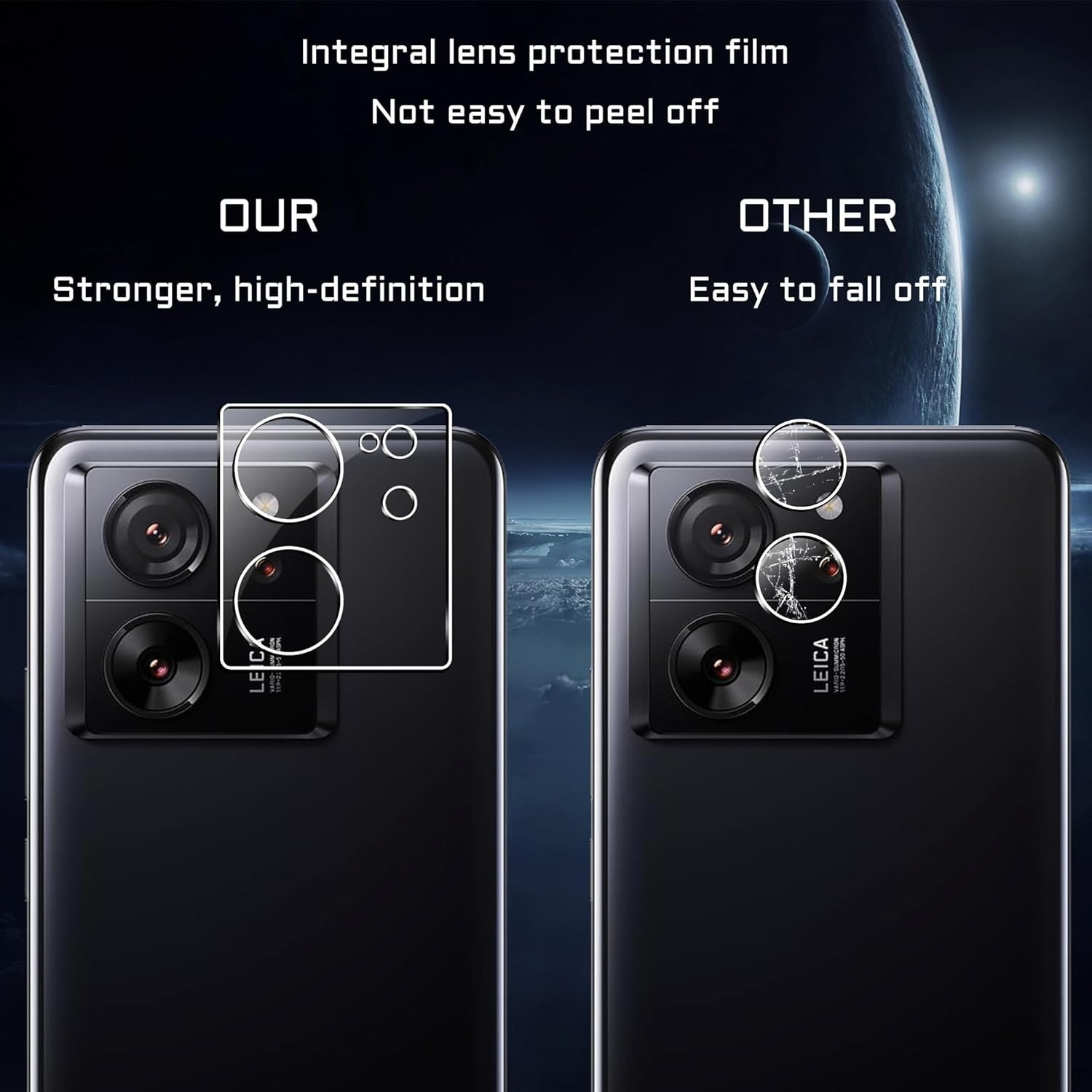 Protectie camera foto din sticla securizata, set 2 bucati, pentru Xiaomi 13T/13T Pro, transparent, 9H, anti-impact
