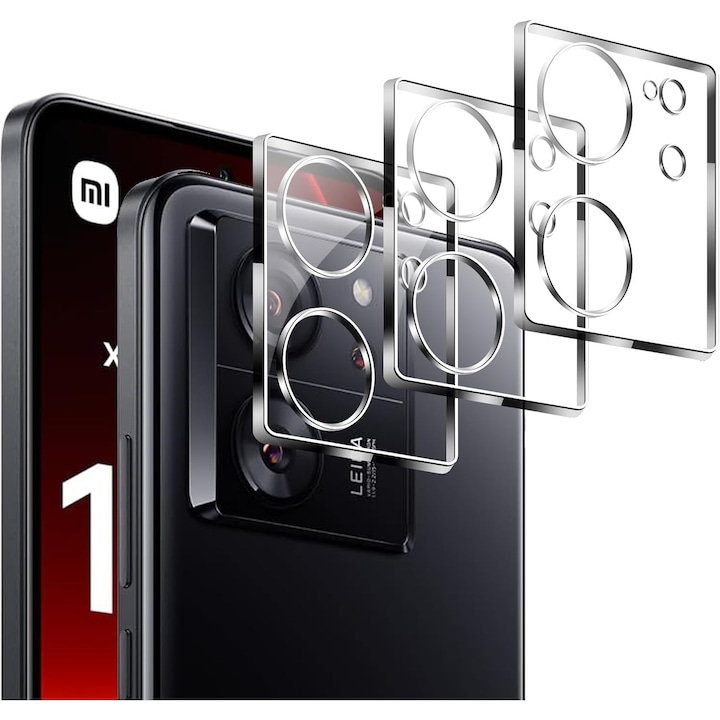 Protectie camera foto din sticla securizata, set 2 bucati, pentru Xiaomi 13T/13T Pro, transparent, 9H, anti-impact