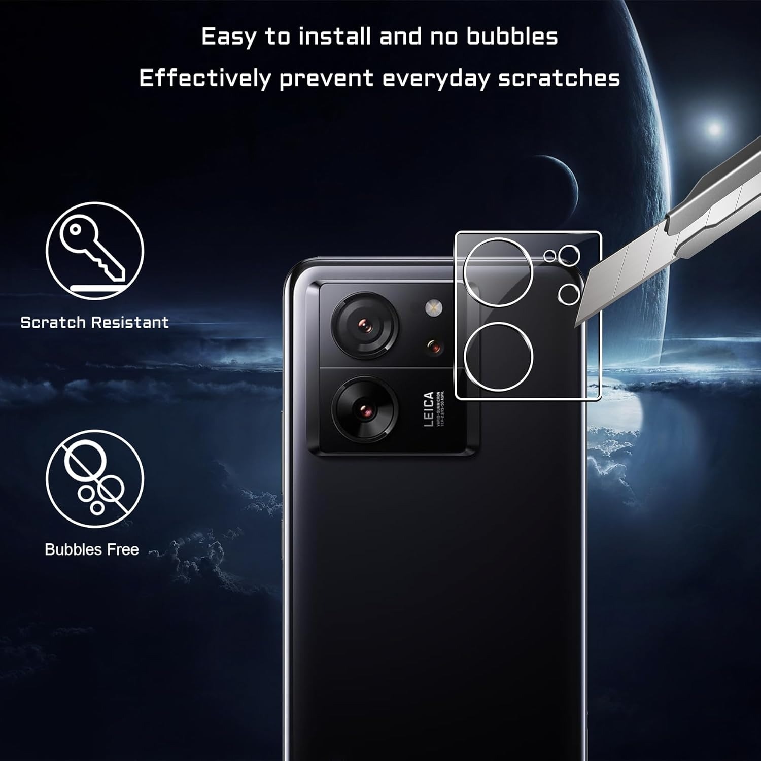 Protectie camera foto din sticla securizata, set 2 bucati, pentru Xiaomi 13T/13T Pro, transparent, 9H, anti-impact