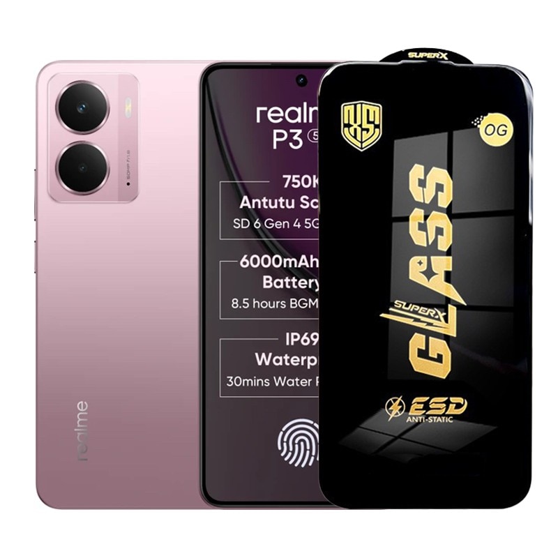 Folie de Protectie pentru Realme P3, Flippy, Sticla Securizata ESD, Margini Negre, Rezistenta la Zgirieturi, Antistatica, 0.35 mm, Transparenta