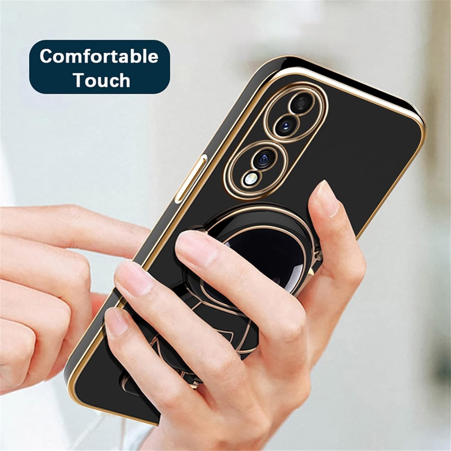 Husa Telefon 2in1, Flippy, Compatibila Huawei P60 Pro, Carcasa TPU cu Suport Inclus Tip Astronaut, Protectie Camere, Negru