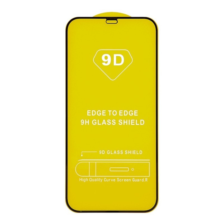 Folie de Protectie, Flippy, pentru Apple iPhone 15 Plus, Tempered Glass 9D, Full Cover, HD, Margini Negre, Transparent