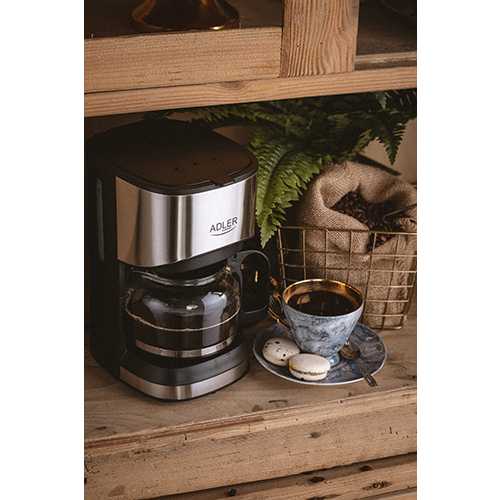 Cafetiera cu filtru Adler AD4407 (G4W16L4DU3), 550 W, carafa 0,7 l, mentinere temperatura, anti-picurare, negru/argintiu