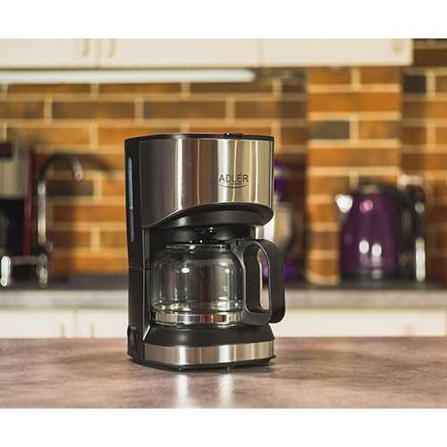 Cafetiera cu filtru Adler AD4407 (G4W16L4DU3), 550 W, carafa 0,7 l, mentinere temperatura, anti-picurare, negru/argintiu