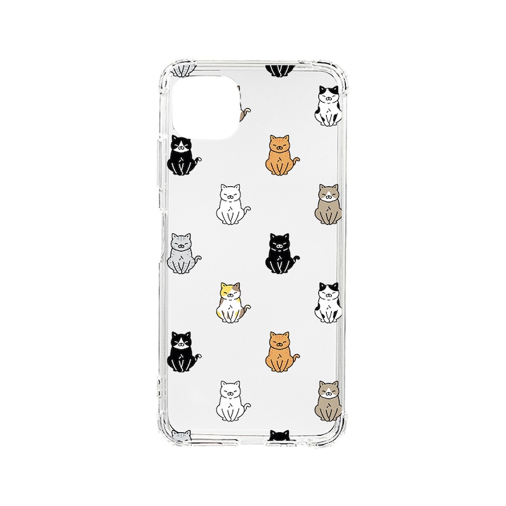 Husa BestCase® Anti Shock 1.5MM, Compatibila Cu Samsung Galaxy A22 5G, Cat Pattern, Rezistenta La Socuri, Protectie Camera, AS 1027