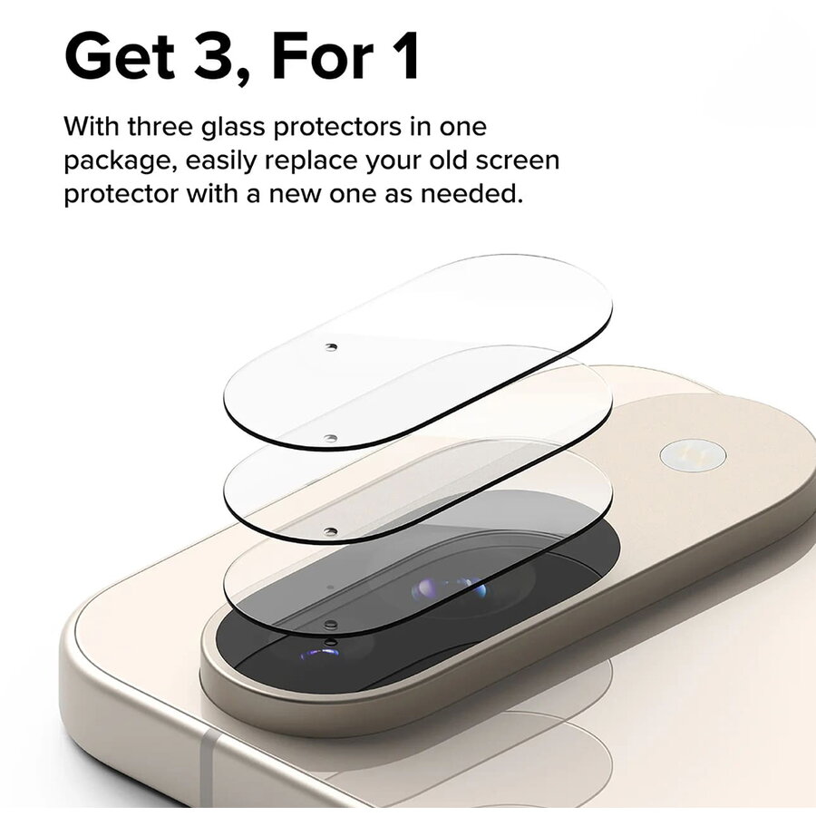 Folie sticla camera Google Pixel 9 Ringke Camera Protector, transparenta (Pachet 3buc.)