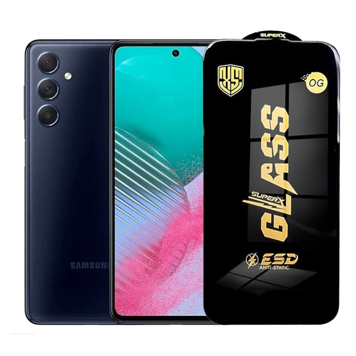 Folie de Protectie pentru Samsung Galaxy M54, Flippy, Sticla Securizata ESD, Margini Negre, Rezistenta la Zgirieturi, Antistatica, 0.35 mm, Transparenta