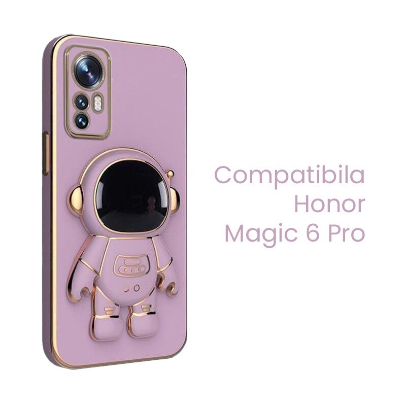 Husa de Protectie 2 in 1, Flippy, Husa de Protectie pentru Honor Magic 6 Pro, Model Astronaut cu Suport, din TPU, Mov