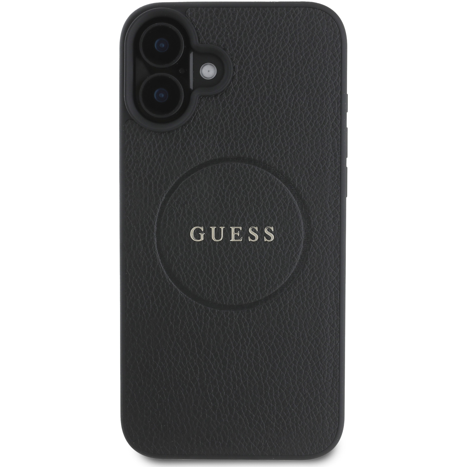 Husa de protectie Guess PU Grained Classic Logo MagSafe pentru iPhone 16, Negru
