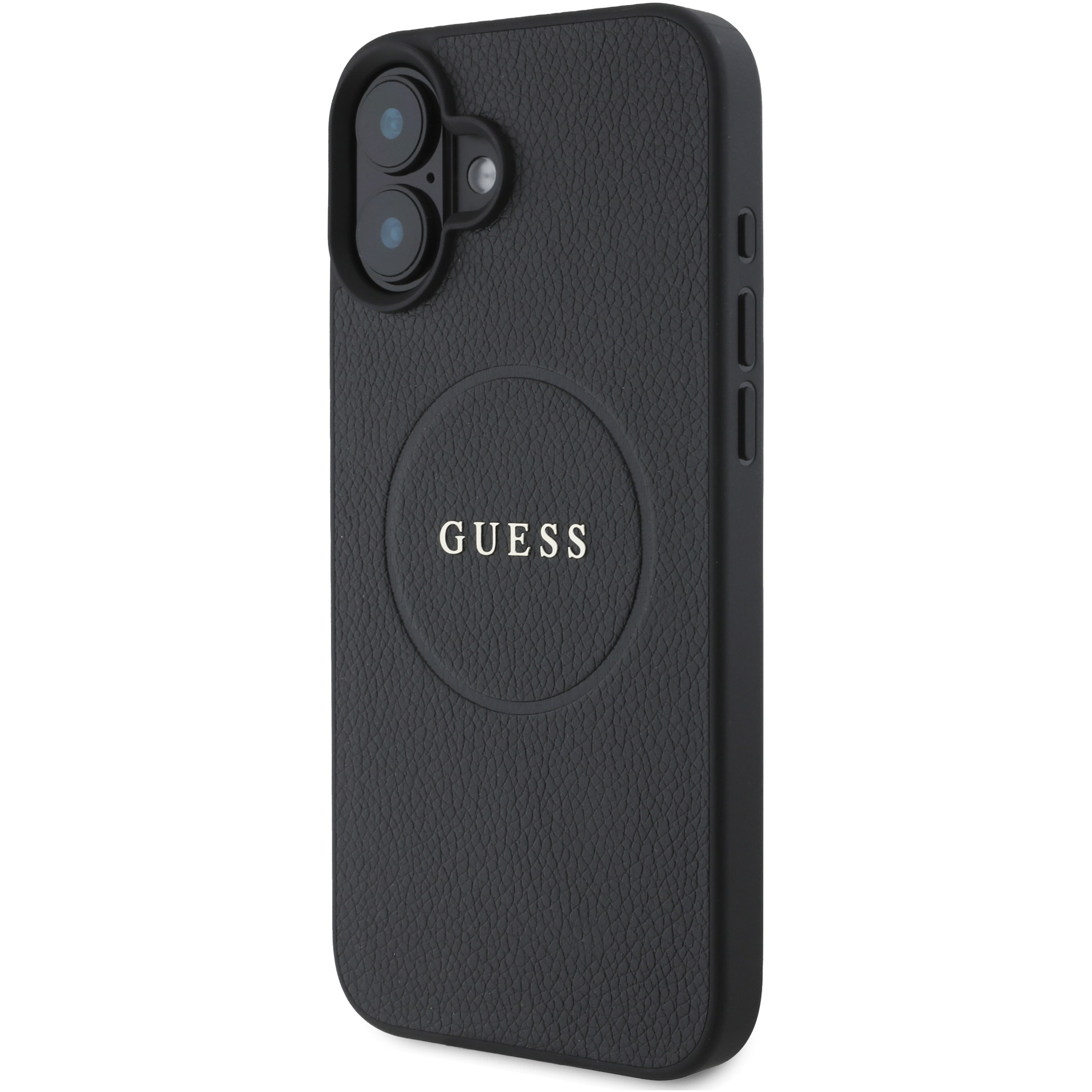 Husa de protectie Guess PU Grained Classic Logo MagSafe pentru iPhone 16, Negru