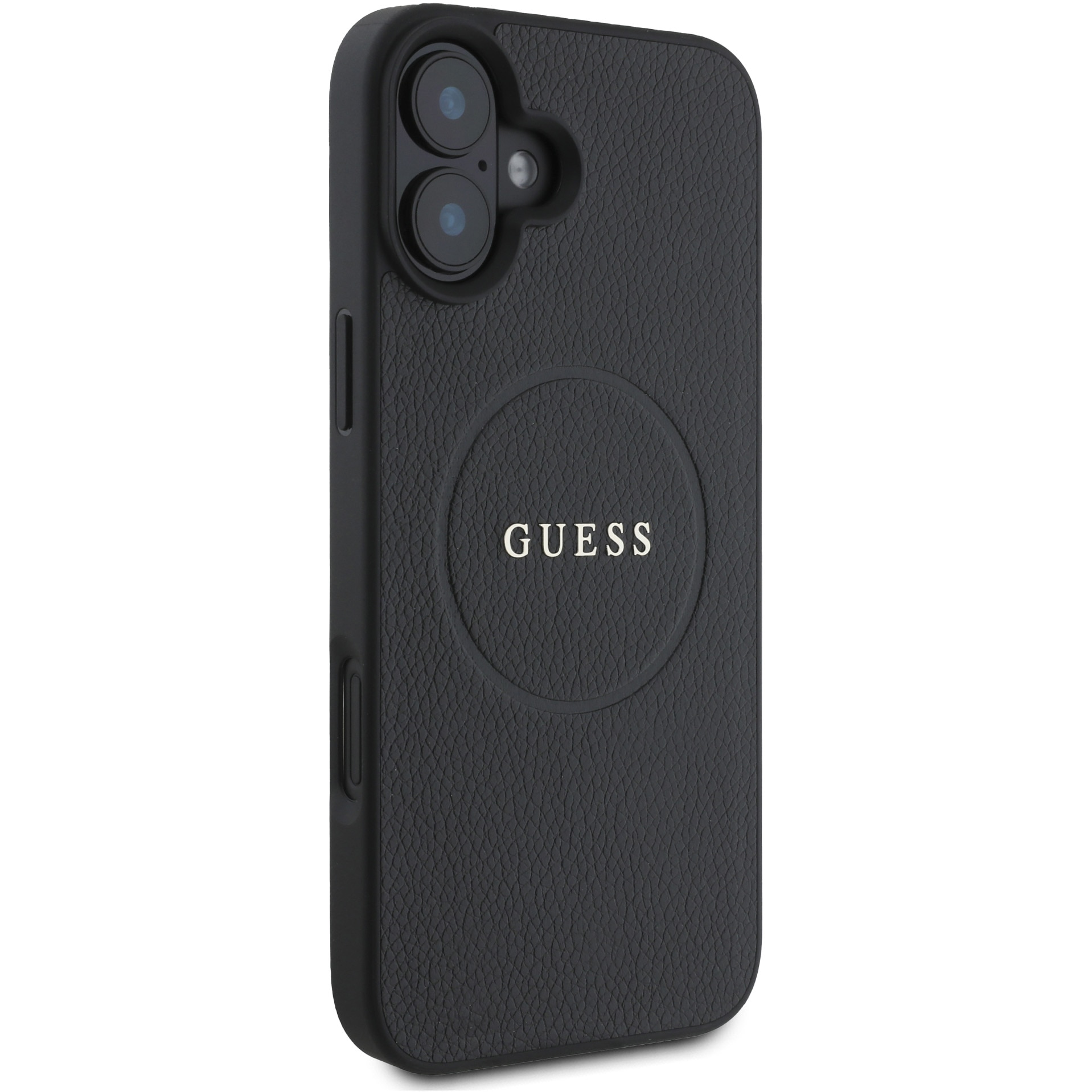 Husa de protectie Guess PU Grained Classic Logo MagSafe pentru iPhone 16, Negru
