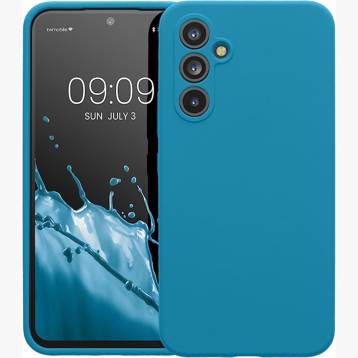 Husa Daden® Soft Silicone pentru Samsung A54 5G, Albastru Caraibe, Ultra Slim, Interior din microfibra