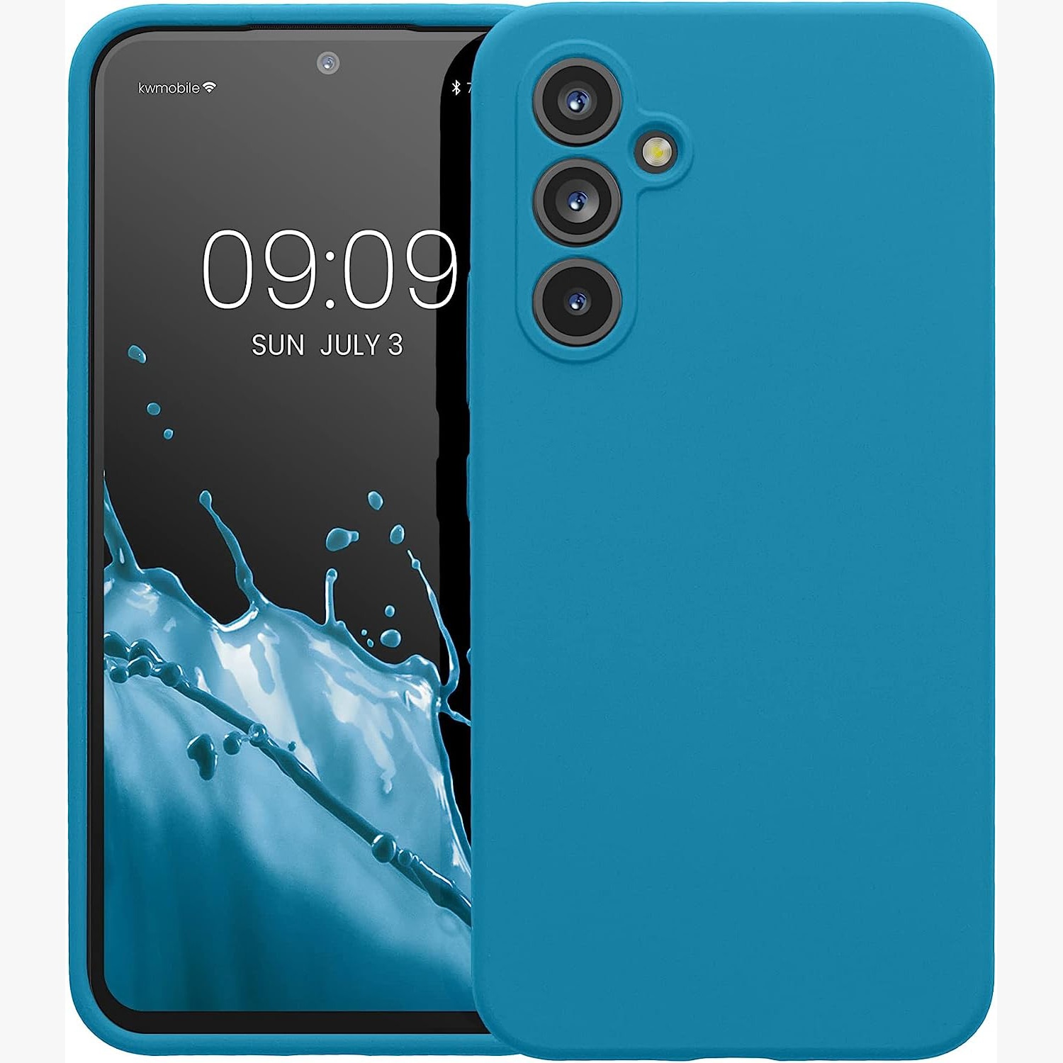 Husa Daden® Soft Silicone pentru Samsung A54 5G, Albastru Caraibe, Ultra Slim, Interior din microfibra
