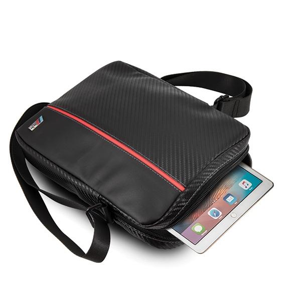 Geanta pentru tableta BMW Carbon 8", Nylon, Piele ecologica, Negru/Rosu