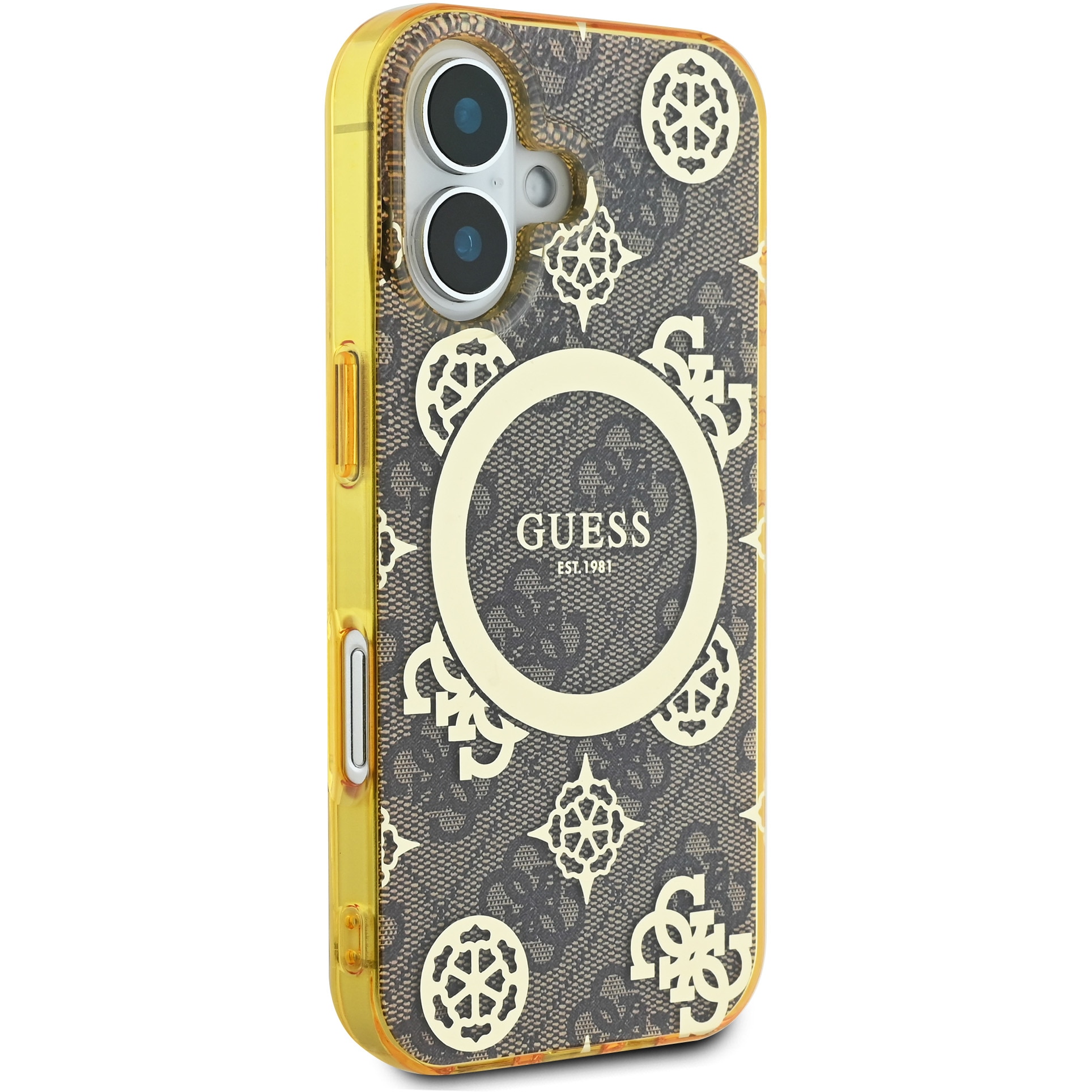 Husa de protectie Guess IML 4G Peony MagSafe pentru iPhone 16, Maro