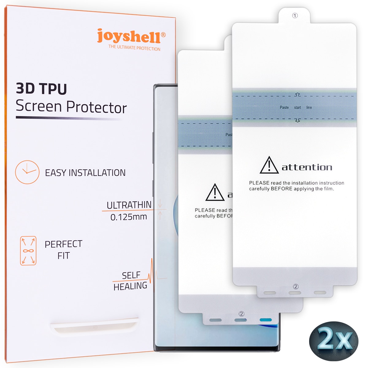 Set 2 x Folie protectie ecran compatibila cu Samsung Galaxy S20, Antishock, din silicon, Full Cover 3D, Joyshell - Transparenta