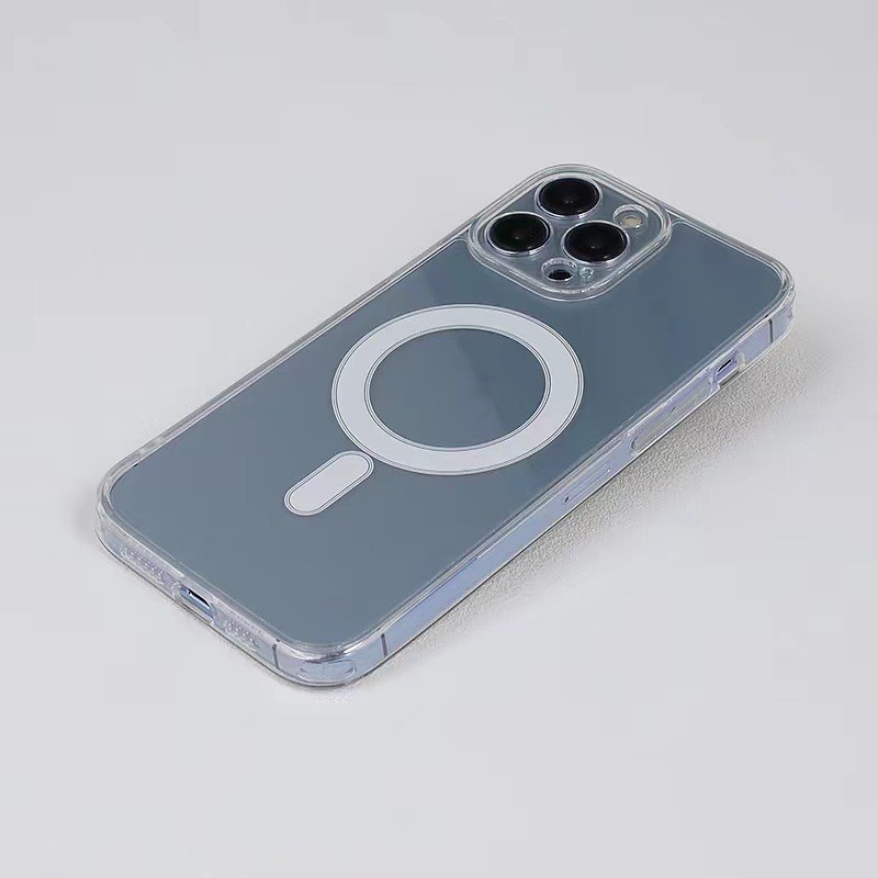 Husa protectie Flippy pentru iPhone 14 Pro Mag Safe, 2 in 1 incarcare si magnet, Silicon si Acril, Transparenta