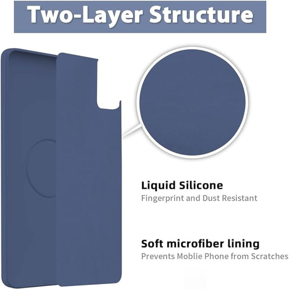 Husa Silicone Ring, pentru Samsung Galaxy A22 5G, inel rotativ, stand si grip, microfibra, Albastru Inchis