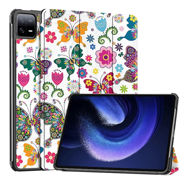 Husa compatibila cu Xiaomi Pad 6, 11 inchi, Tip carte, Bounce Comando, Protectie completa, Stand, Butterfly