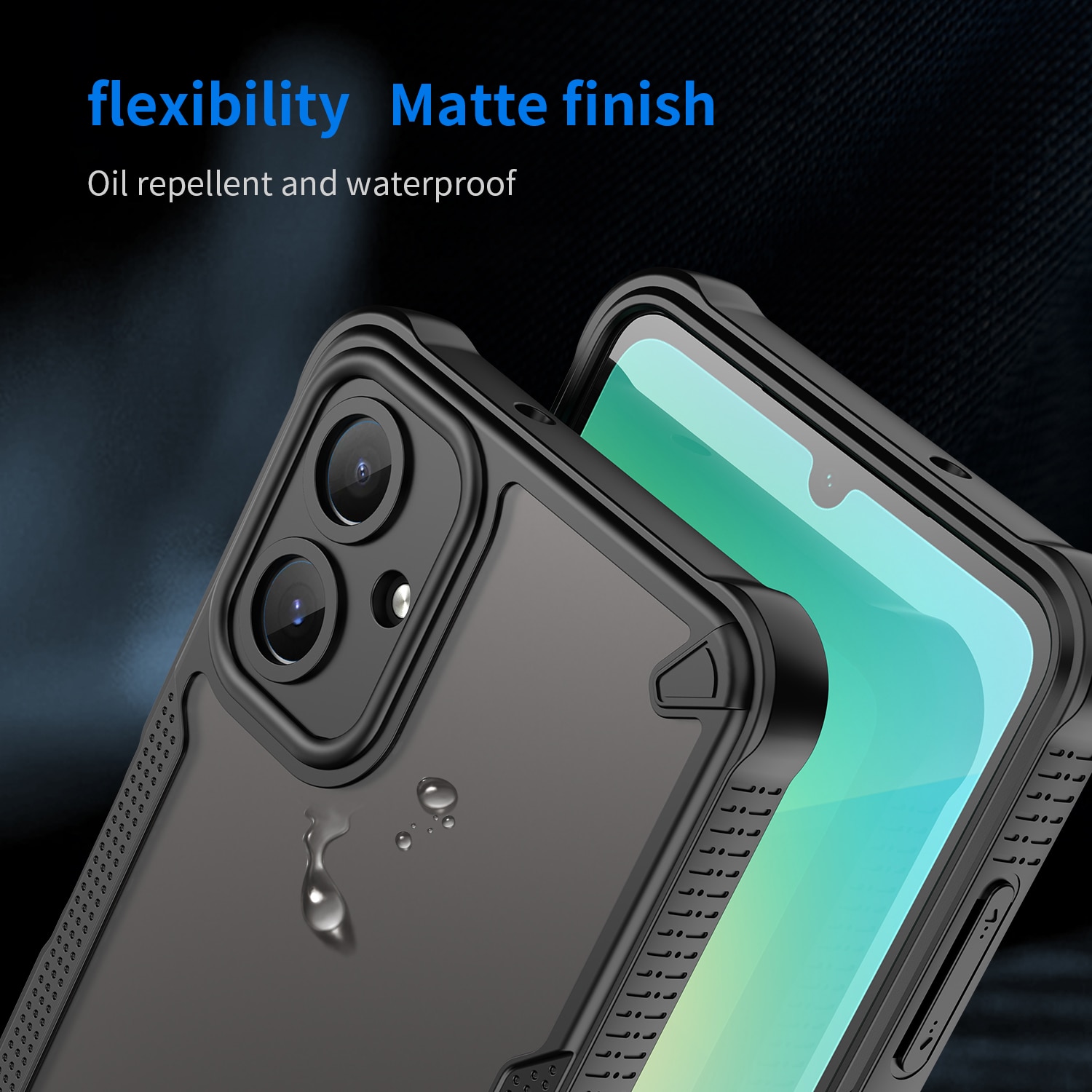 Husa telefon, pentru Samsung Galaxy A06 4G Armor of Brushed Comfortable Oil Waterproof TPU+PC Soft Semi-translucentmatte Feel, Negru | Transparent