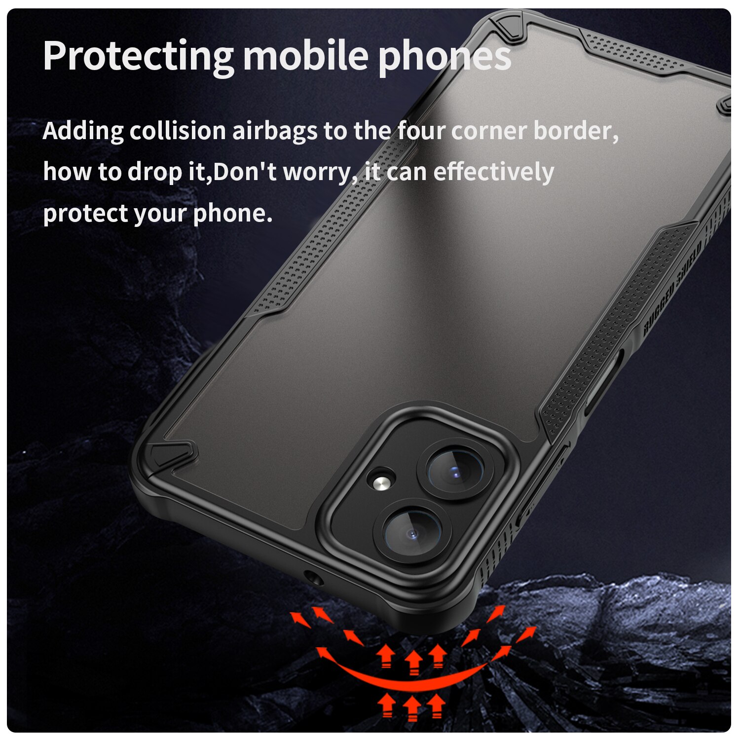 Husa telefon, pentru Samsung Galaxy A06 4G Armor of Brushed Comfortable Oil Waterproof TPU+PC Soft Semi-translucentmatte Feel, Negru | Transparent