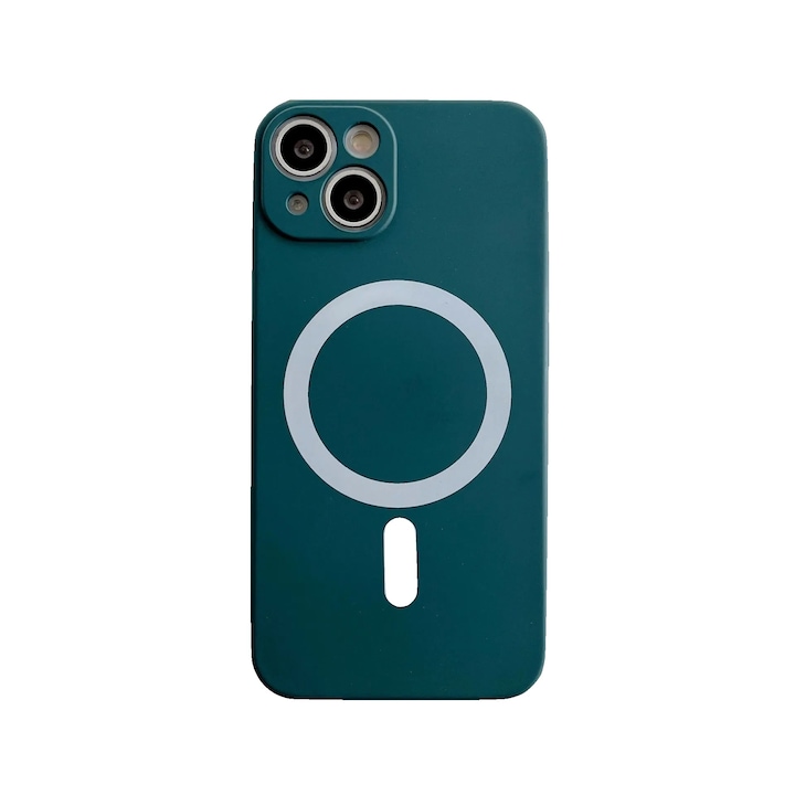 Husa MagSafe pentru Apple iPhone 14 Pro Max, Silicon, Protectie pentru camera, Magnetica, Incarcare Wireless, Flippy, Verde
