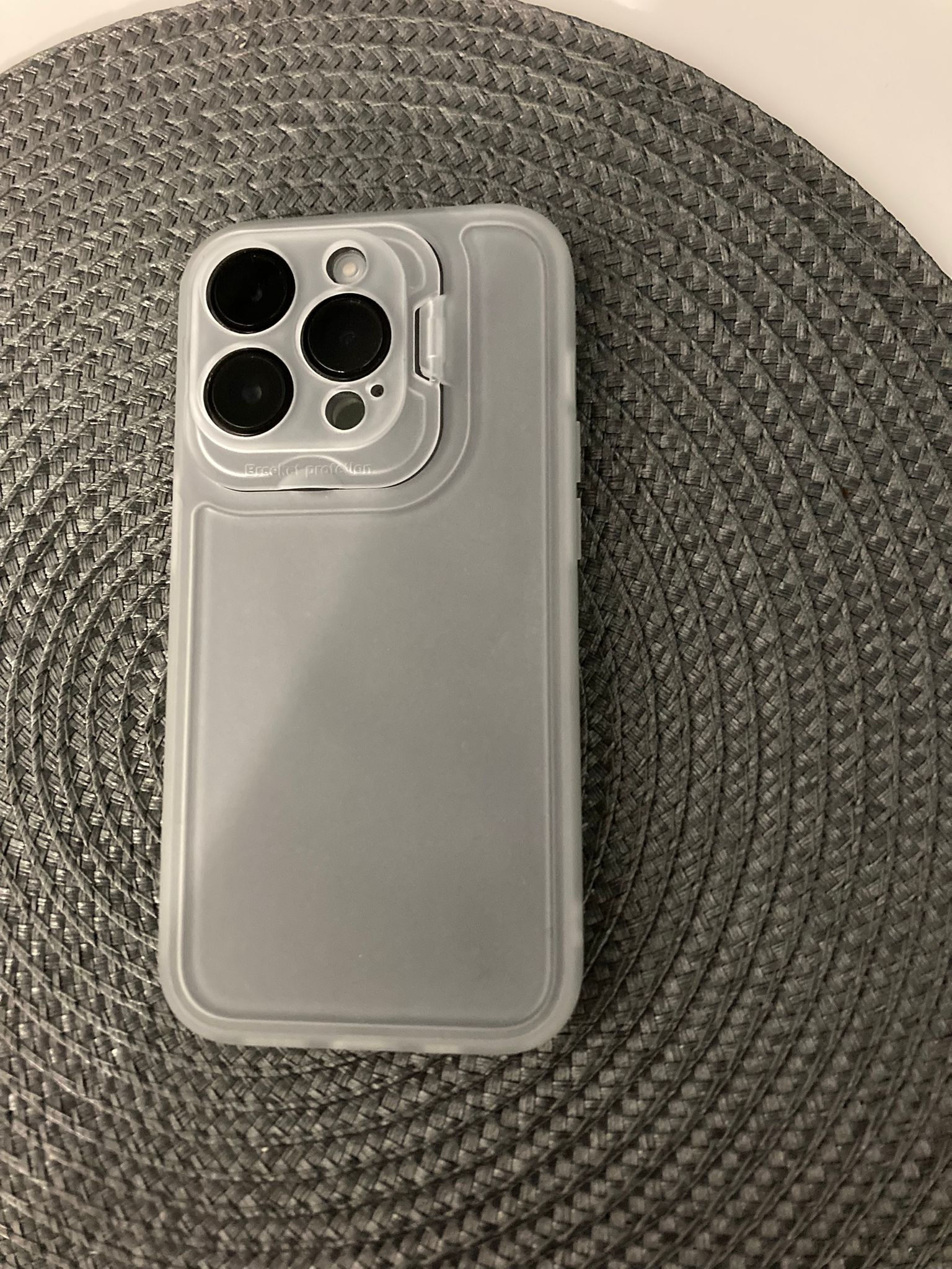 Husa de protectie pentru Apple iPhone 14 Pro, Flippy, Bracket series cu suport si protectie pentru camera, Transparent