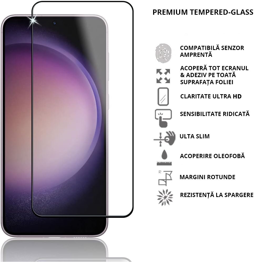 Folie de protectie Mobilesmart pentru Samsung Galaxy S23, sticla securizata Full Glue