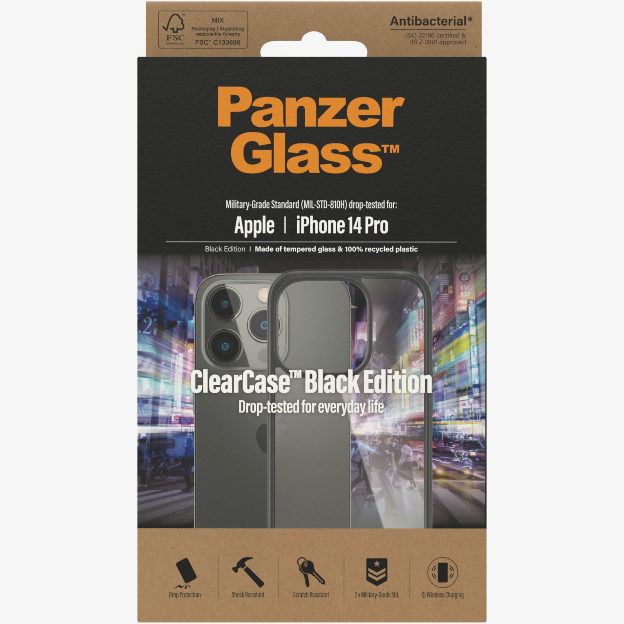 Husa de protectie PanzerGlass pentru Apple iPhone 14 Pro, rama Neagra