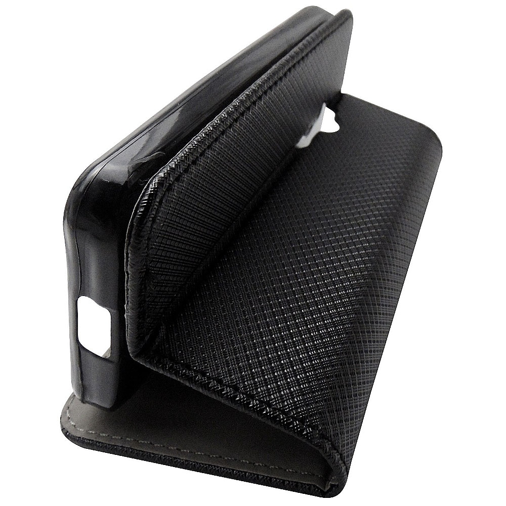 Husa Flip din Piele compatibila cu Motorola Moto G32, Texture Design, Inchidere Magnetica, Smart Soft Close, Tip Carte, Buzunar Portofel, Negru