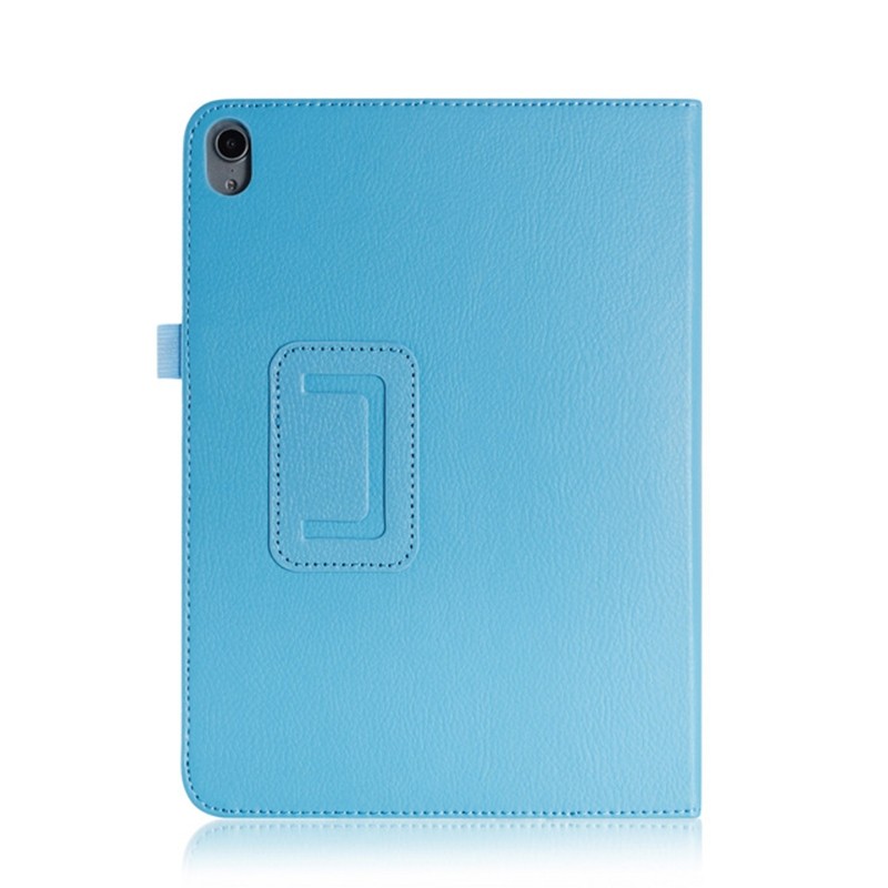 Husa pentru iPad Pro 11 (2018), albastra, piele ecologica, cu suport, textura Litchi