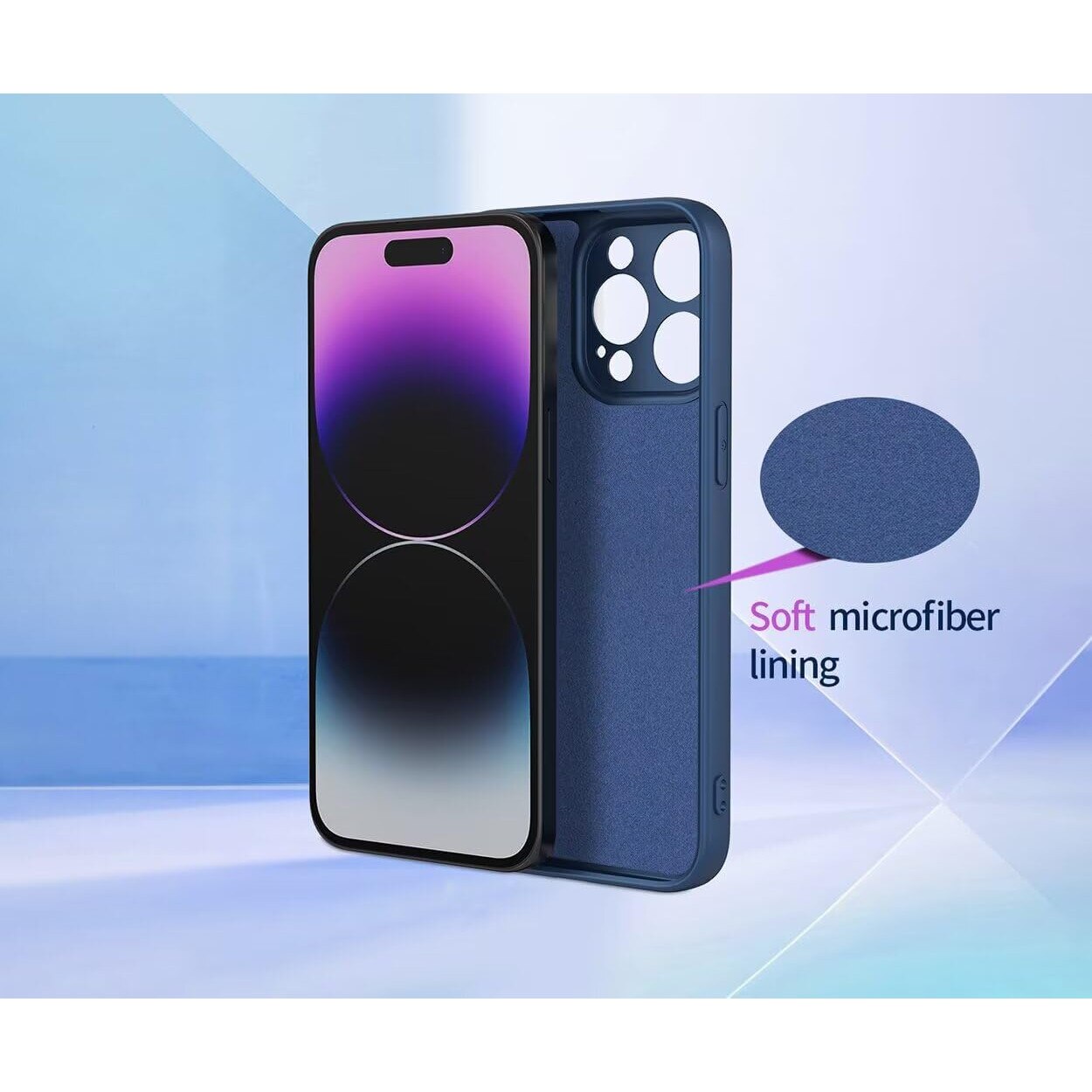 Husa pentru Oppo A6 Pro Liquid Silicone, subtire, captusita cu microfibra, anti amprenta, protectie camera foto, albastru inchis