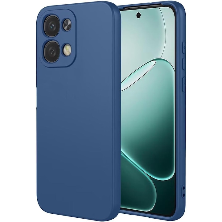 Husa pentru Oppo A6 Pro Liquid Silicone, subtire, captusita cu microfibra, anti amprenta, protectie camera foto, albastru inchis