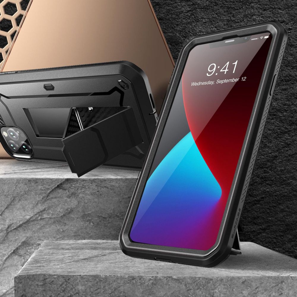 Carcasa 360 grade Supcase Unicorn Beetle Pro compatibila cu iPhone 12/12 Pro cu protectie display, Negru